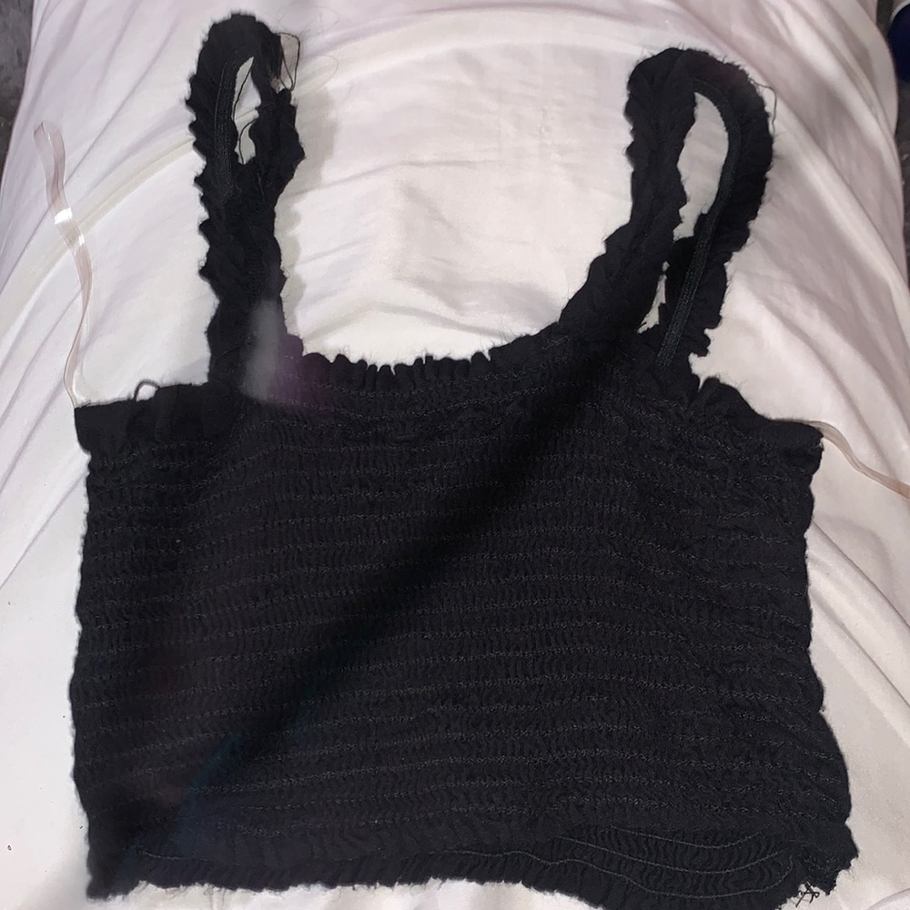 cropped black tank top rigid- xs